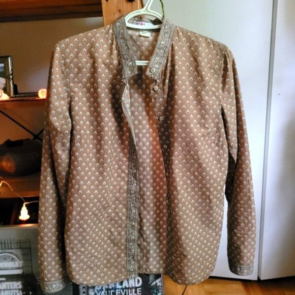 Vintage Michael Kors red label tan flower print dress shirt - M - Picture 2 of 6